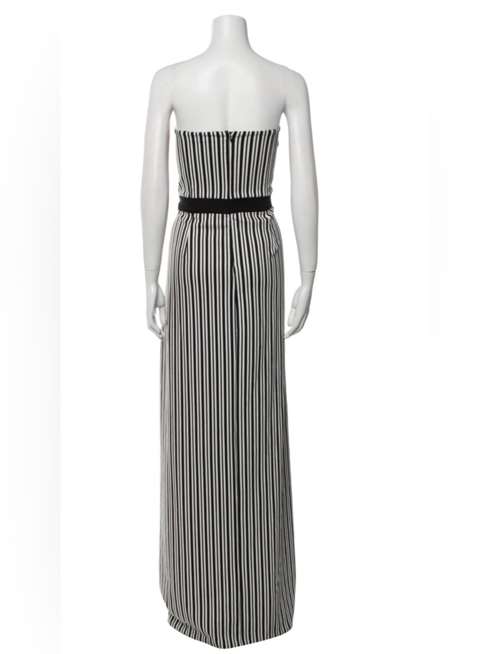 Halston Heritage Black and White Strapless Striped Maxi Dress - Picture 4 of 15